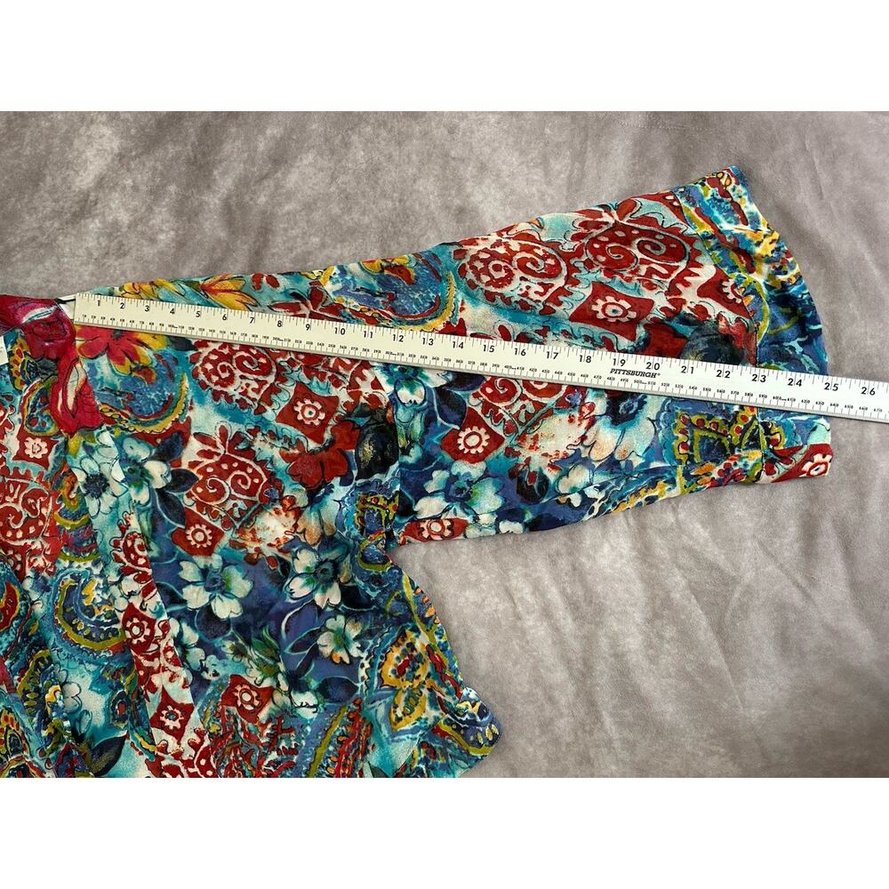 Chicos Sz 1 M Silk Cropped Kimono Floral Front Tie Cardigan Blouse Lagenlook - Picture 4 of 8